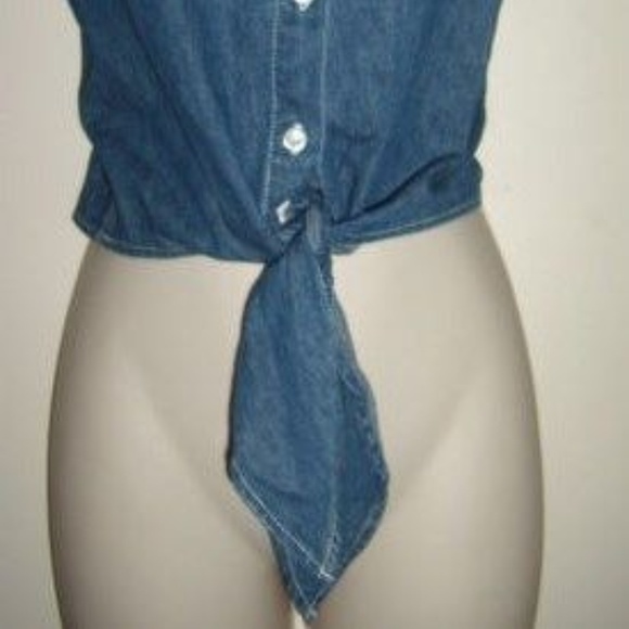 Vintage Beautifully denim blue Summer Top Shirt - Picture 2 of 4